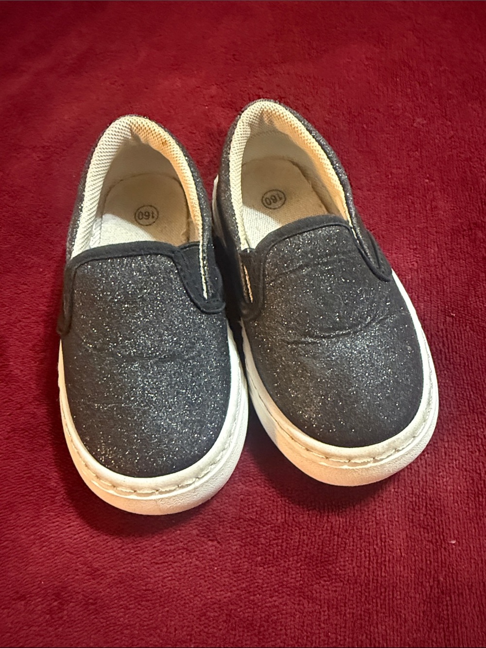 Kids Slip-On Sparkle Sneakers - Black size 9.5